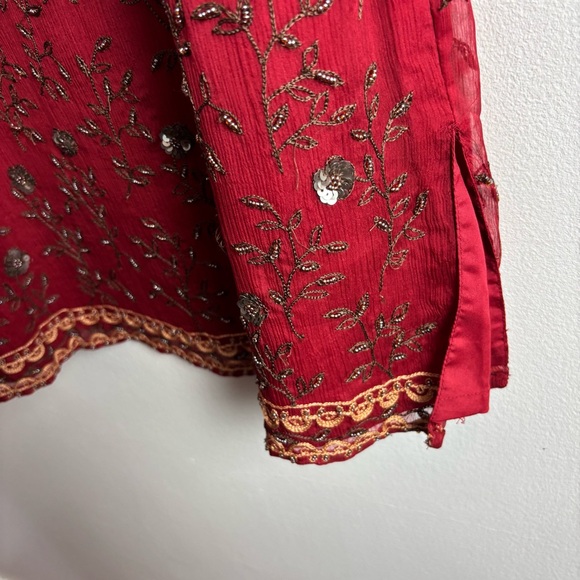 Vintage Express silk slip dress beaded Jrs size 9, approx a small - Picture 9 of 16